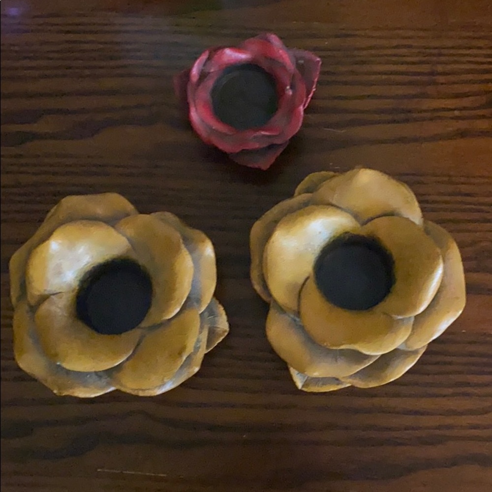 3 piece floral candle holder